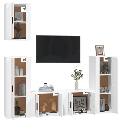 Ensemble de meubles TV 5 pcs Blanc Bois d'ingénierie