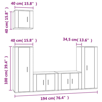 Ensemble de meubles TV 5 pcs Noir Bois d'ingénierie