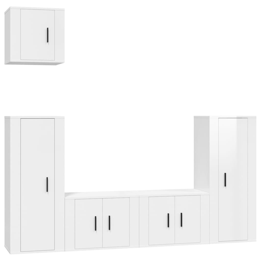 Ensemble de meubles TV 5 pcs Blanc brillant Bois d'ingénierie