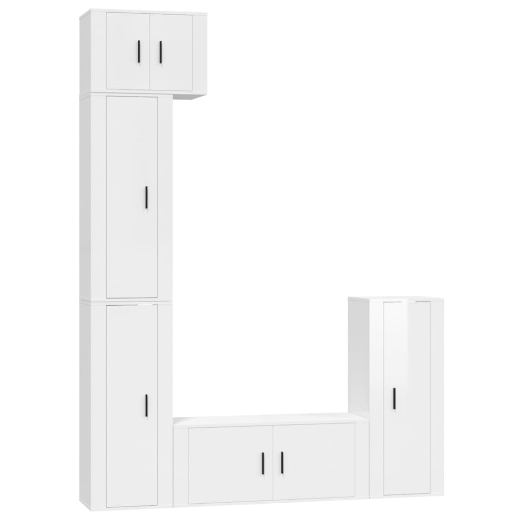 Ensemble de meubles TV 5 pcs Blanc brillant Bois d'ingénierie