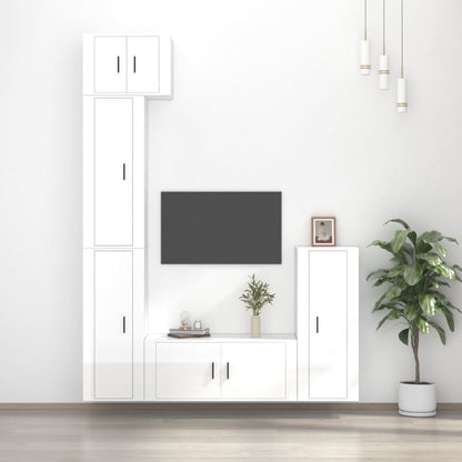 Ensemble de meubles TV 5 pcs Blanc brillant Bois d'ingénierie