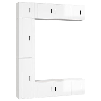 Ensemble de meubles TV 7 pcs Blanc brillant Bois d'ingénierie