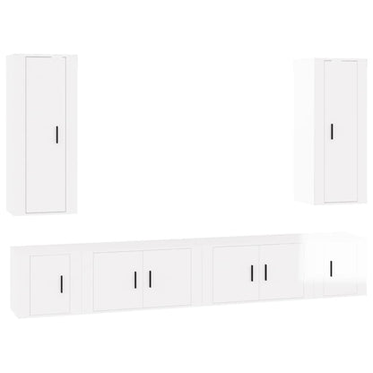 Ensemble de meubles TV 6 pcs Blanc brillant Bois d'ingénierie