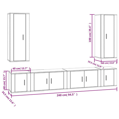 Ensemble de meubles TV 6 pcs Blanc brillant Bois d'ingénierie