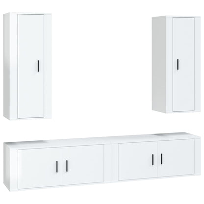 Ensemble de meubles TV 4 pcs Blanc brillant Bois d'ingénierie