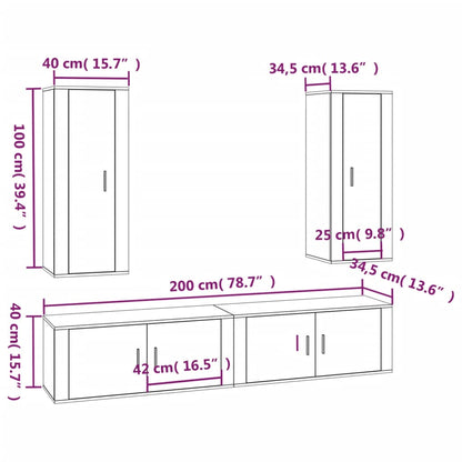 Ensemble de meubles TV 4 pcs Blanc brillant Bois d'ingénierie