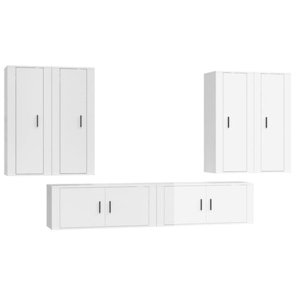 Ensemble de meubles TV 6 pcs Blanc brillant Bois d'ingénierie