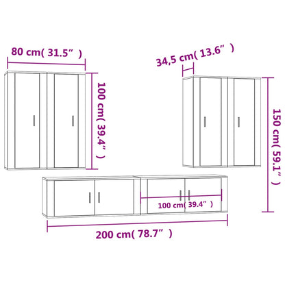 Ensemble de meubles TV 6 pcs Blanc brillant Bois d'ingénierie