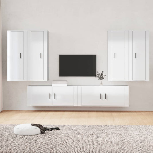 Ensemble de meubles TV 6 pcs Blanc brillant Bois d'ingénierie