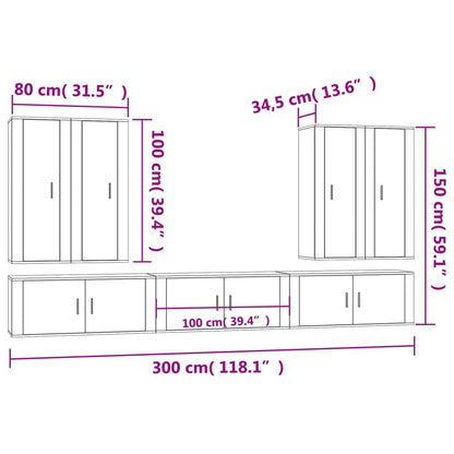 Ensemble de meubles TV 7 pcs Blanc brillant Bois d'ingénierie