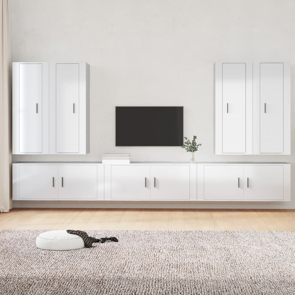 Ensemble de meubles TV 7 pcs Blanc brillant Bois d'ingénierie