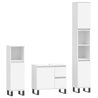 Ensemble de meubles salle de bain 3 pcs blanc bois d'ingénierie