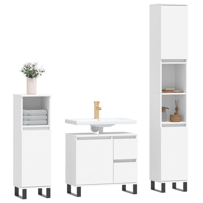 Ensemble de meubles salle de bain 3 pcs blanc bois d'ingénierie