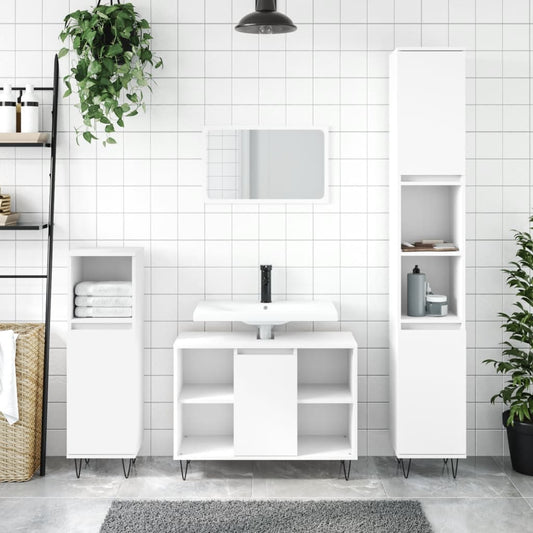 Ensemble de meubles salle de bain 3 pcs blanc bois d'ingénierie