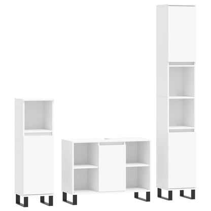 Ensemble de meubles salle de bain 3 pcs blanc bois d'ingénierie