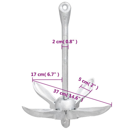 Silver folding anchor 3.2 kg malleable iron