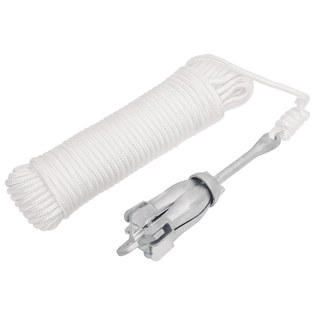 Ancre pliable avec corde argenté 1,5 kg fer malléable