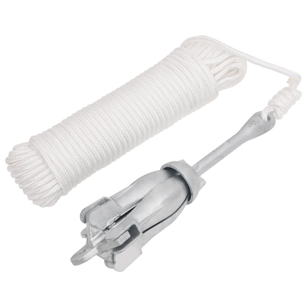 Ancre pliable avec corde argenté 2,5 kg fer malléable