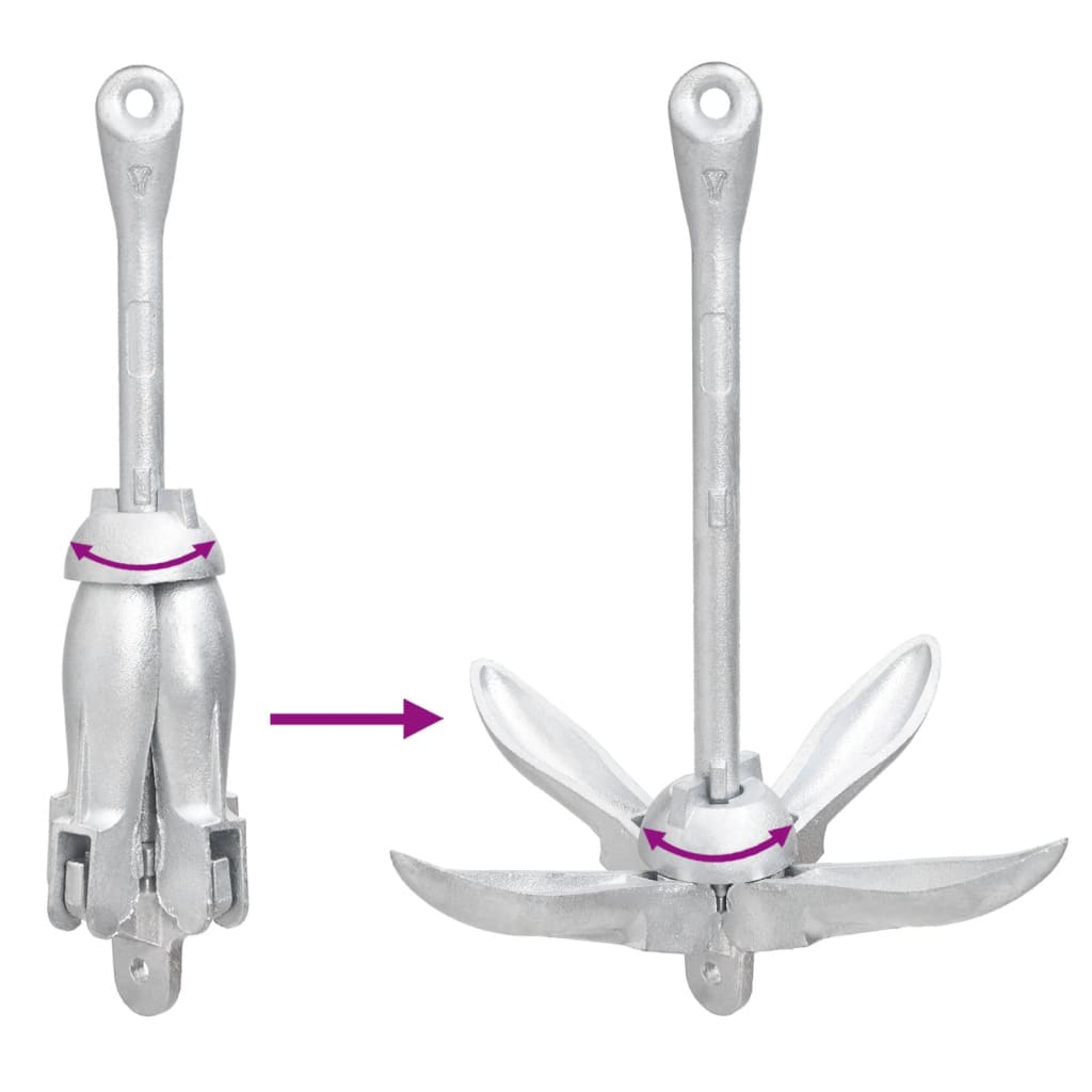 Ancla plegable con cuerda plateada de hierro maleable de 3,2 kg.