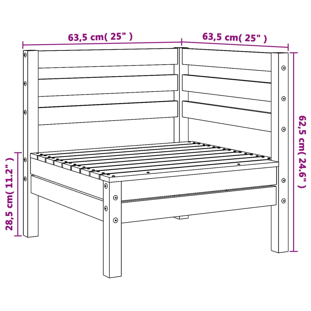 Solid pine wood garden corner sofa