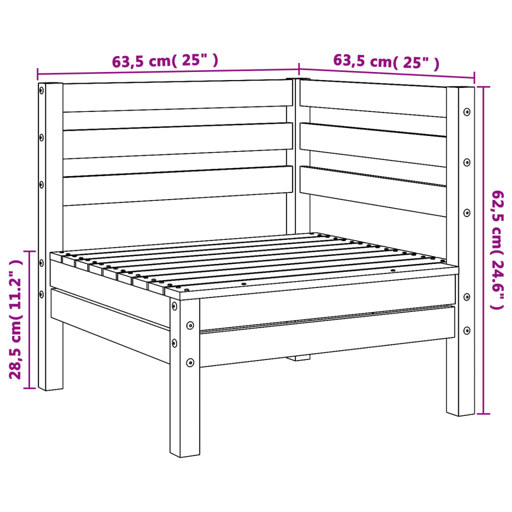 Garden corner sofa in impregnated pine wood