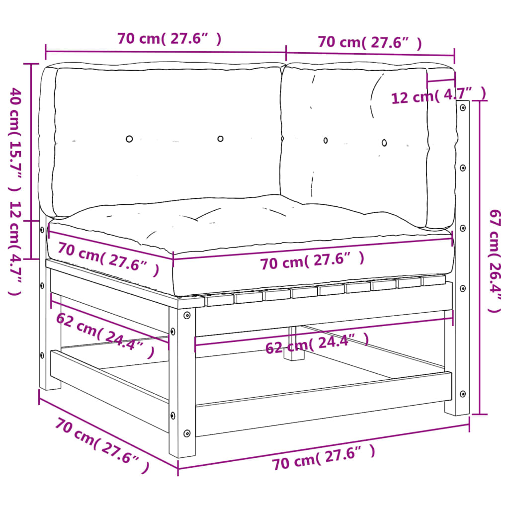 Canapé d'angle de jardin coussins cire marron bois pin massif