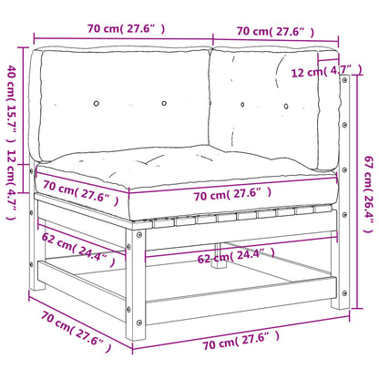 Canapé d'angle de jardin coussins cire marron bois pin massif