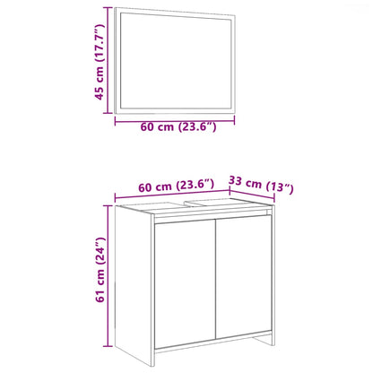 Ensemble de meubles de salle de bain 2 pcs Sonoma gris