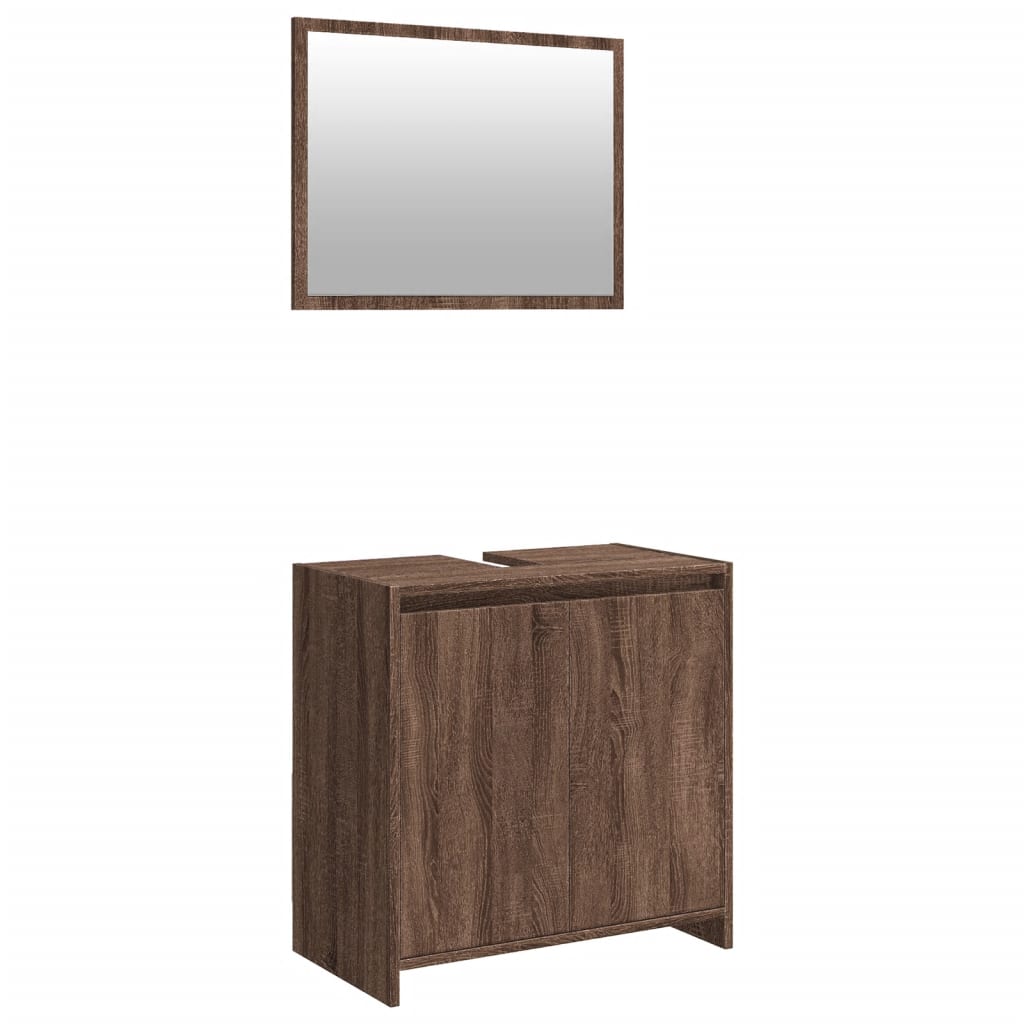 Ensemble de meubles de salle de bain 2 pcs Chêne marron