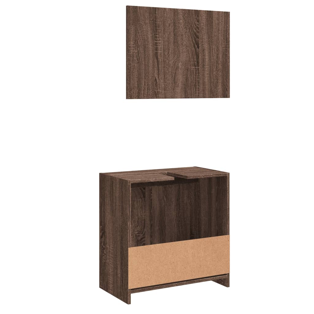 Ensemble de meubles de salle de bain 2 pcs Chêne marron