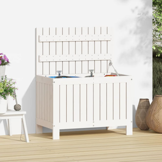 Boîte de rangement de jardin Blanc 76x42,5x54 cm Bois de pin