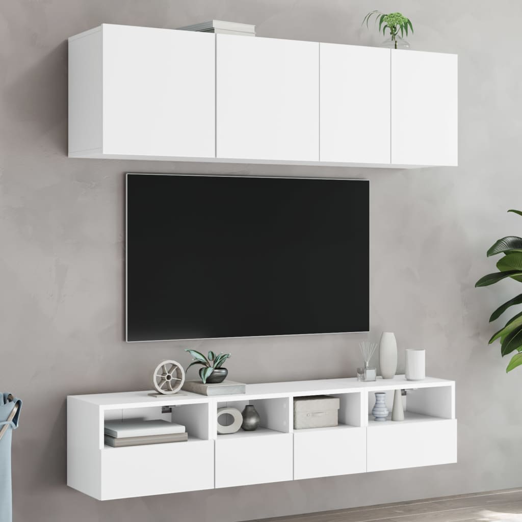 Muebles TV de pared 2 piezas madera contrachapada blanco 40x30x30 cm