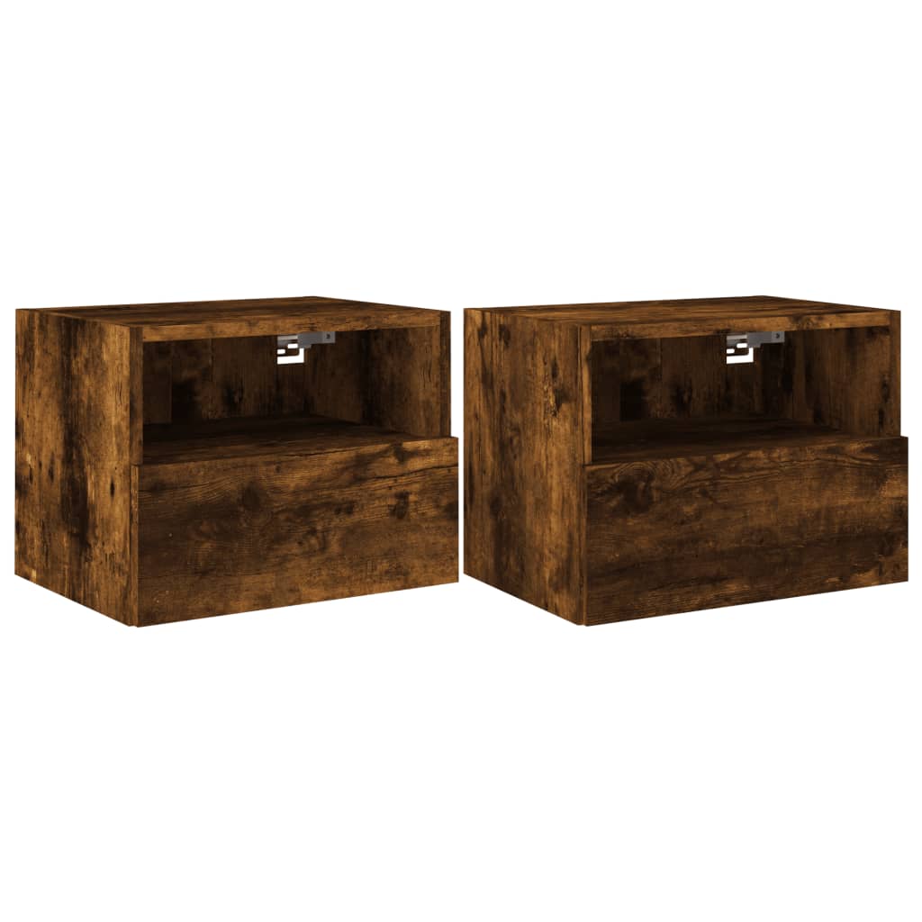 Wall mounted TV cabinets 2 pcs smoked oak 40x30x30cm engineered wood