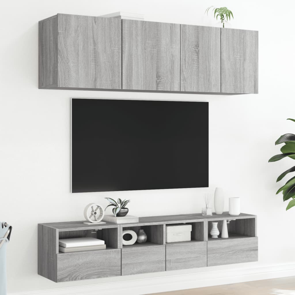 Muebles TV de pared 2uds sonoma gris 40x30x30cm madera contrachapada