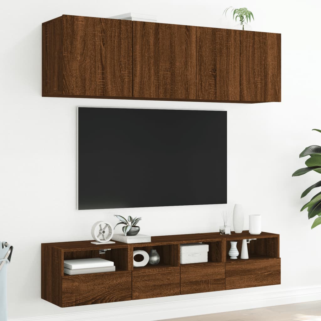 Wall mounted TV cabinets 2 pcs oak brown 40x30x30cm engineered wood