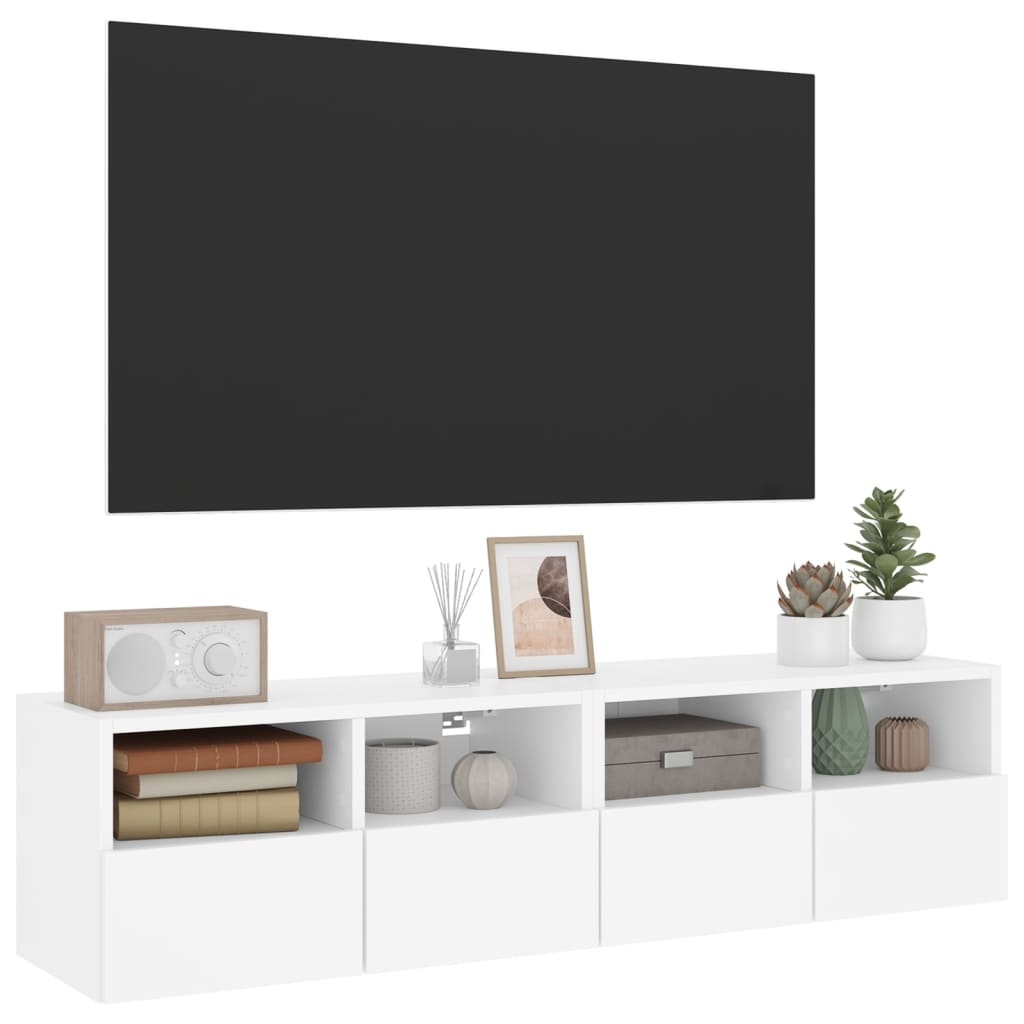 Meubles TV muraux 2 pcs blanc 60x30x30 cm bois d'ingénierie