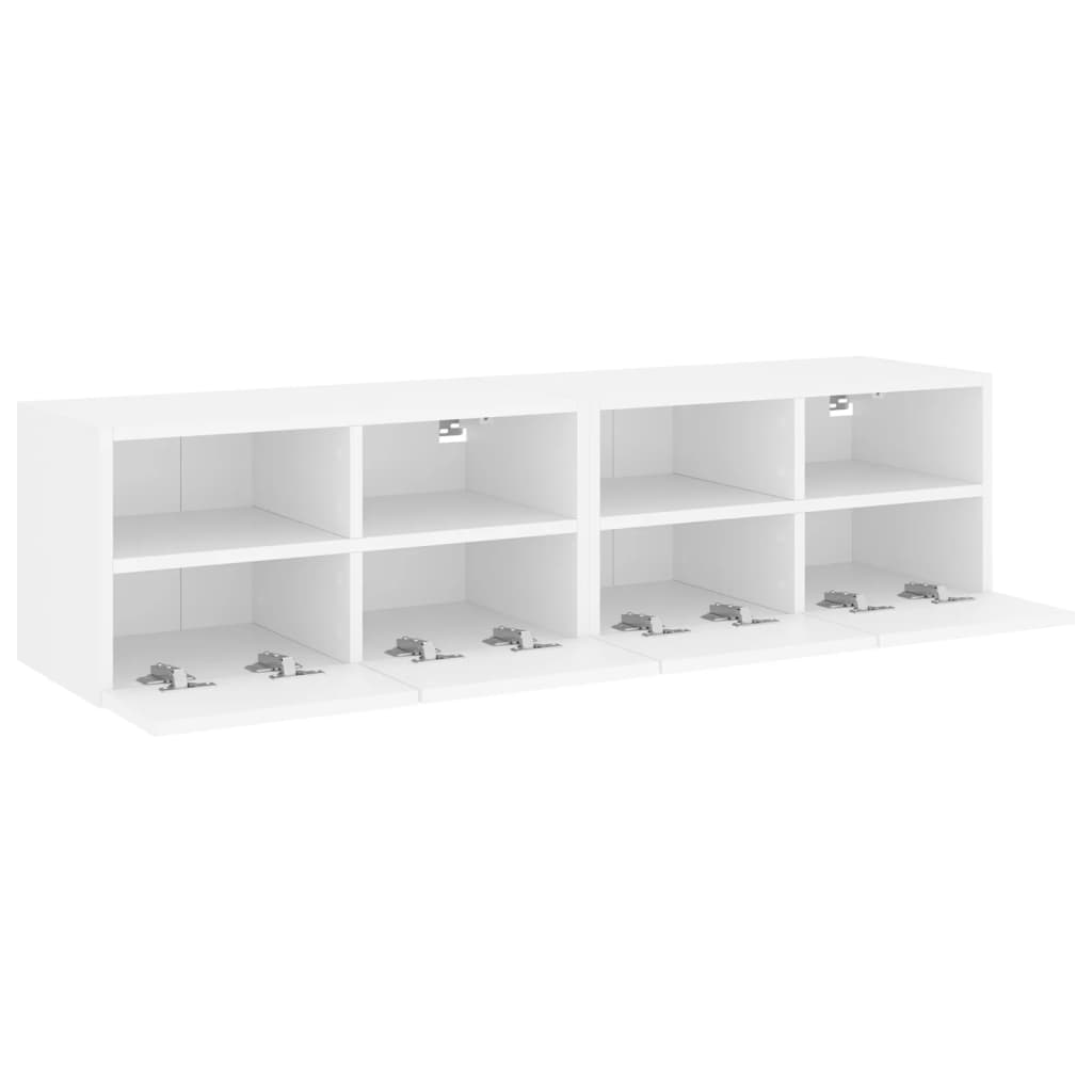 Meubles TV muraux 2 pcs blanc 60x30x30 cm bois d'ingénierie