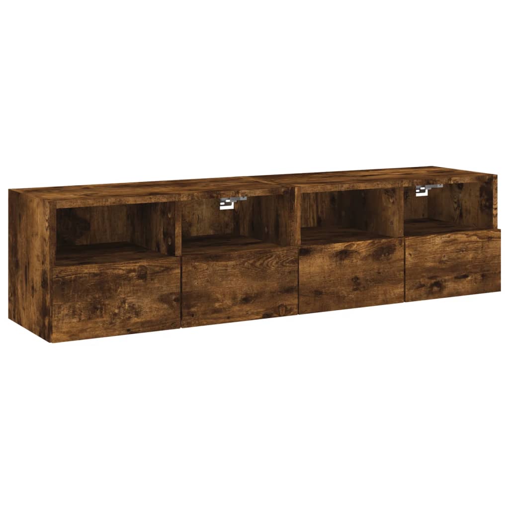 Meubles TV muraux 2 pcs chêne fumé 60x30x30cm bois d'ingénierie