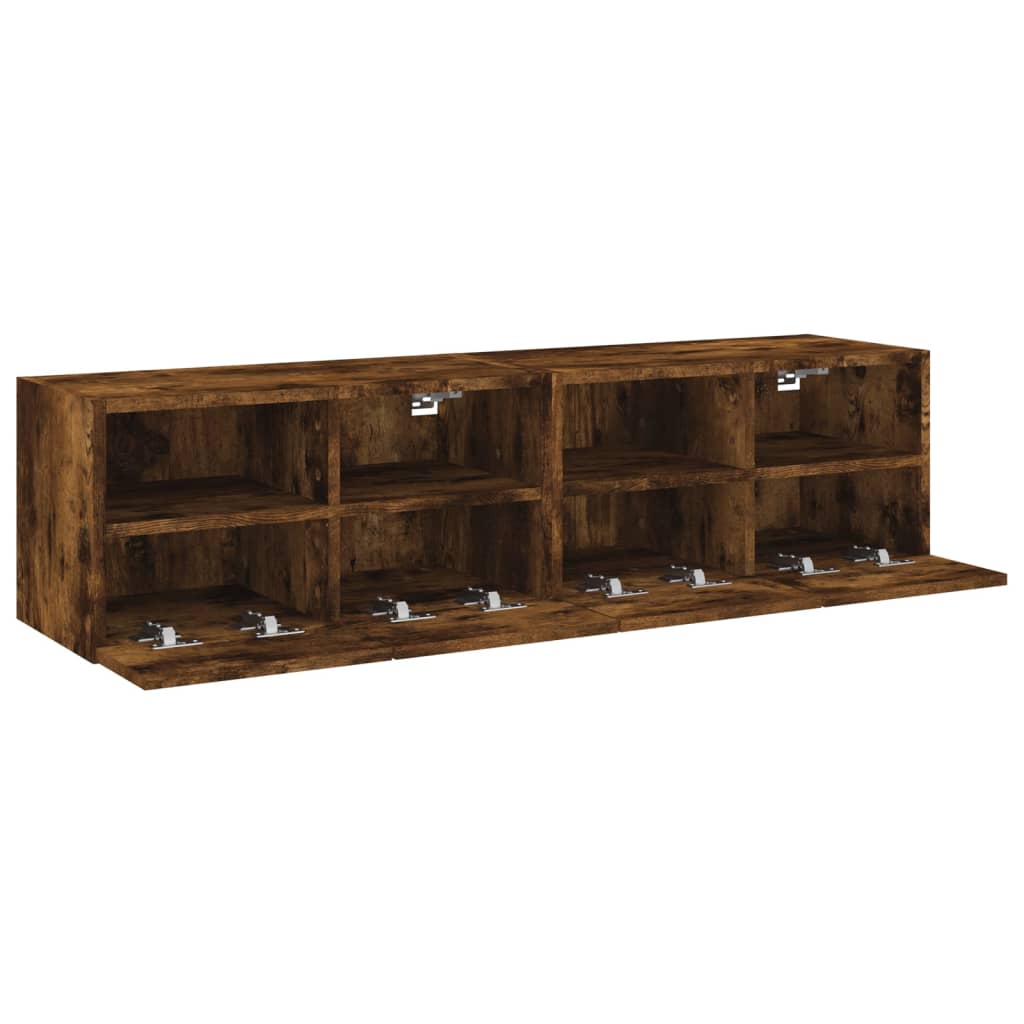 Meubles TV muraux 2 pcs chêne fumé 60x30x30cm bois d'ingénierie