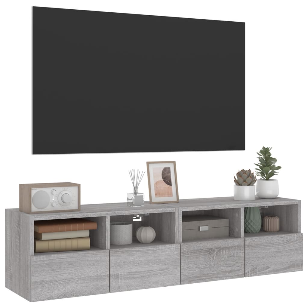 Meubles TV muraux 2pcs sonoma gris 60x30x30cm bois d'ingénierie