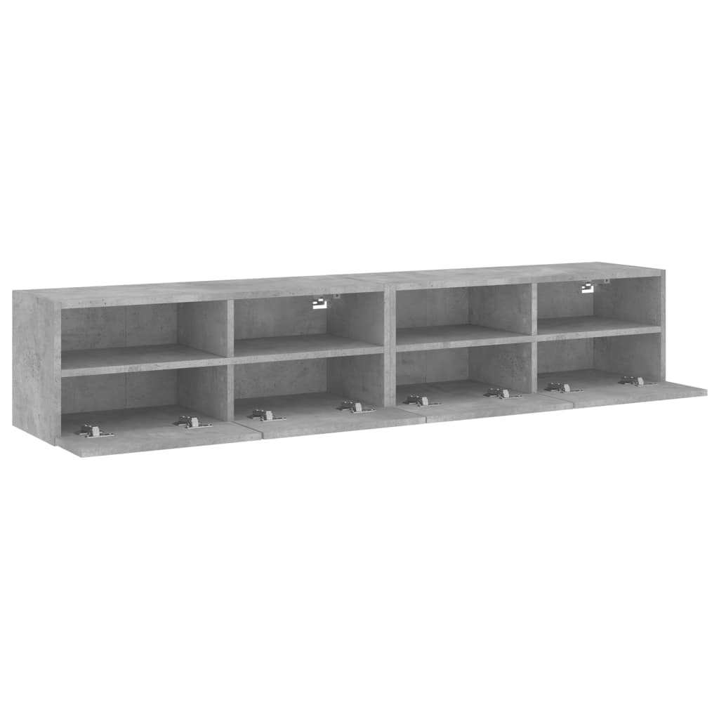 Meubles TV muraux 2 pcs gris béton 80x30x30cm bois d'ingénierie