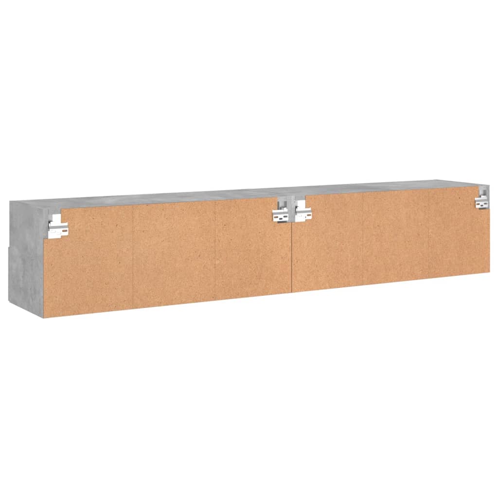 Meubles TV muraux 2 pcs gris béton 80x30x30cm bois d'ingénierie