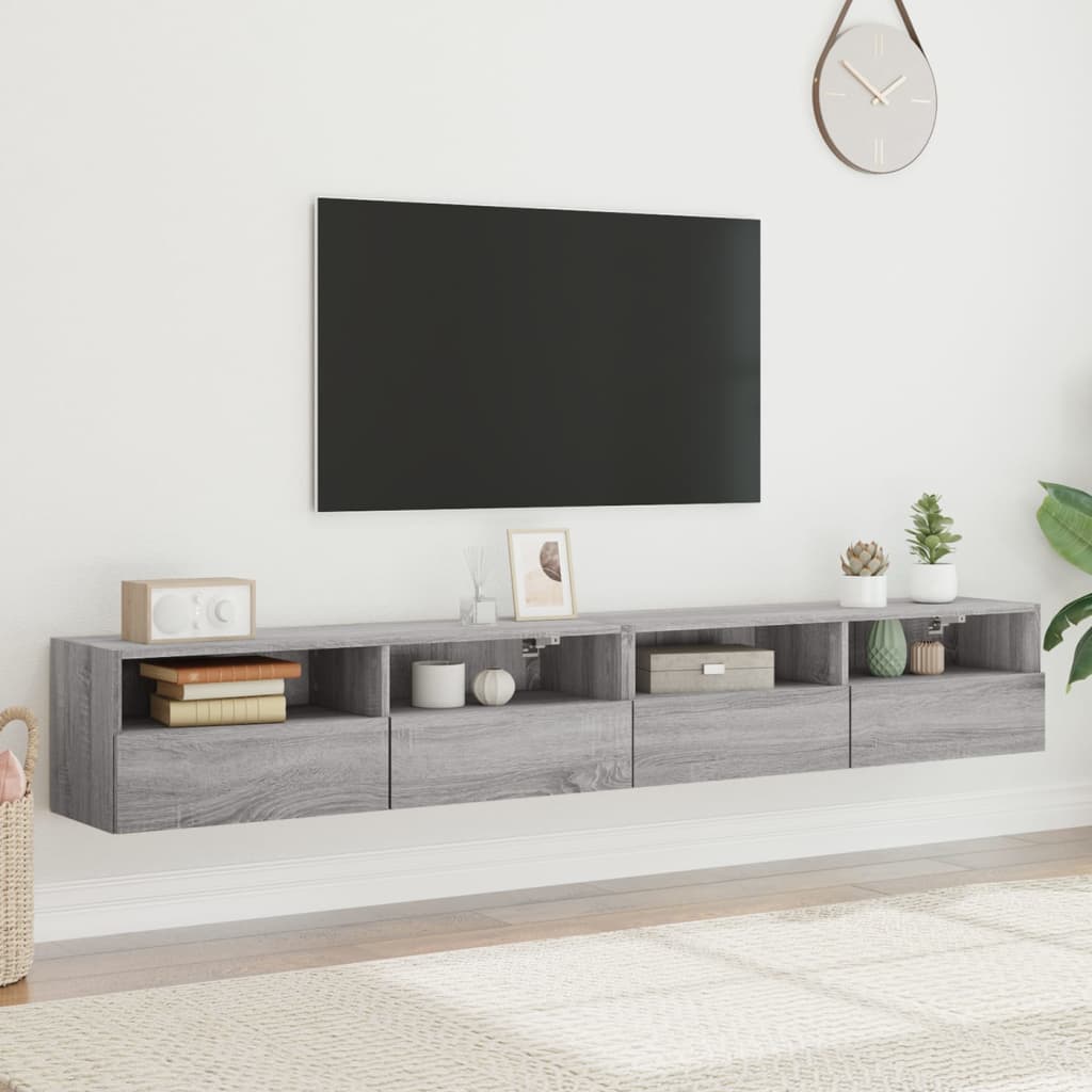 Meubles TV muraux 2pcs sonoma gris 100x30x30 cm bois ingénierie