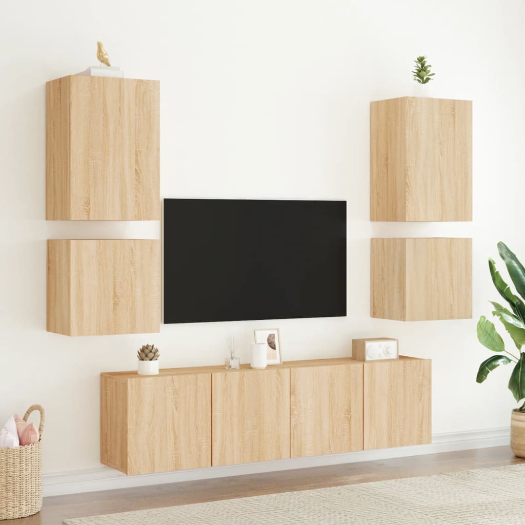 Muebles TV suspendidos 2 uds roble sonoma 40,5x30x40 cm