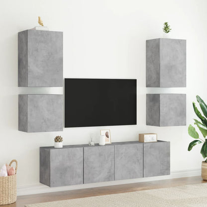 Wall mounted TV cabinets 2 pcs concrete grey 40.5x30x40cm engineered wood