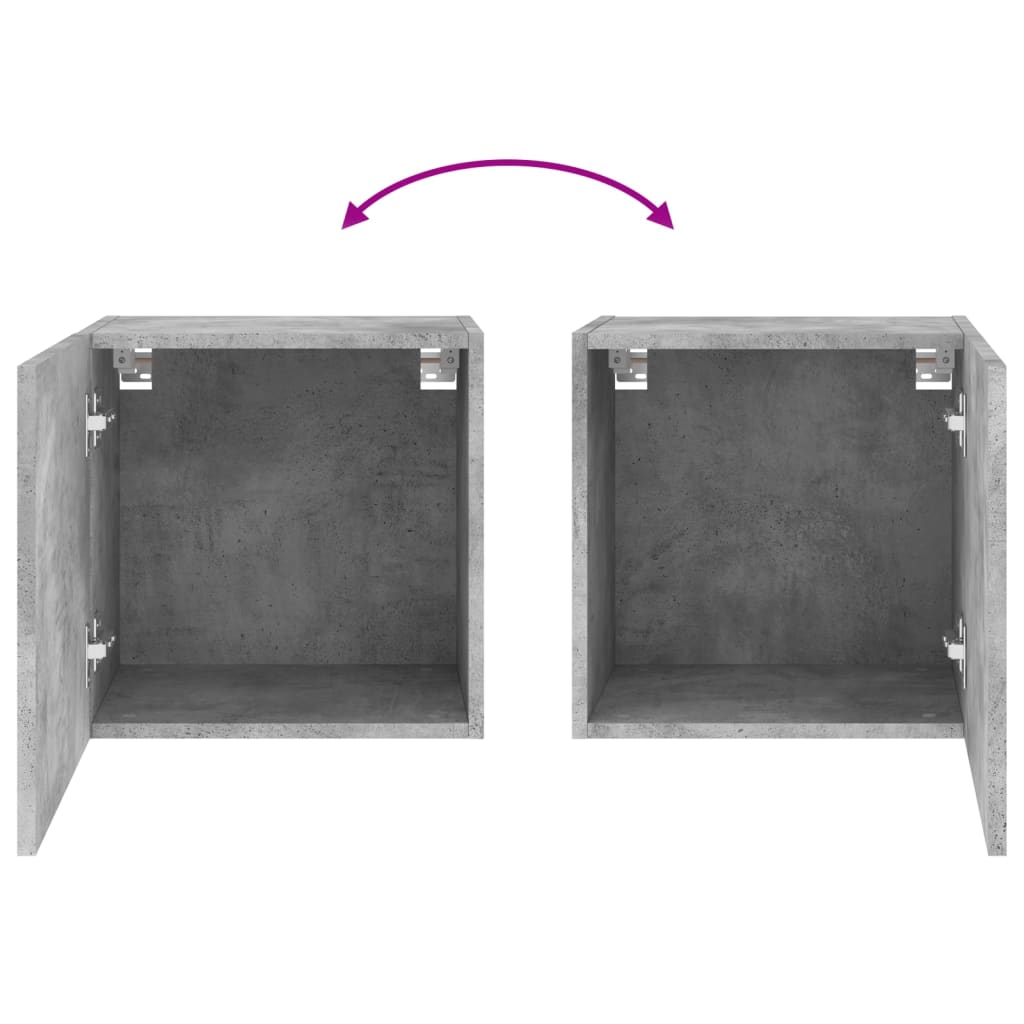 Wall mounted TV cabinets 2 pcs concrete grey 40.5x30x40cm engineered wood