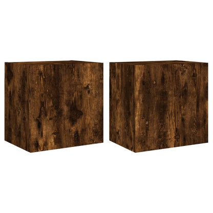 Muebles TV de pared 2 piezas roble ahumado 40,5x30x40cm madera contrachapada