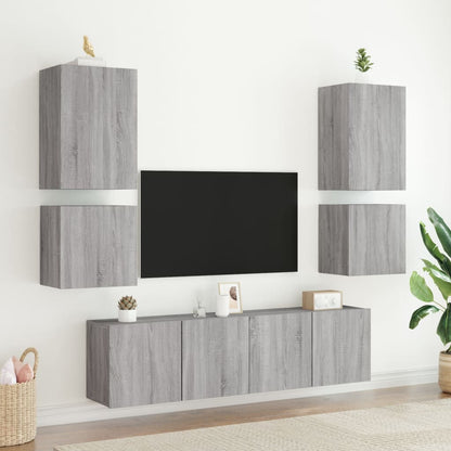 Muebles TV de pared 2uds sonoma gris 40,5x30x40cm madera contrachapada