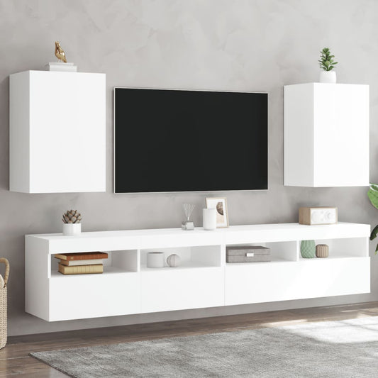 Meubles TV muraux 2 pcs blanc 40,5x30x60 cm bois d'ingénierie