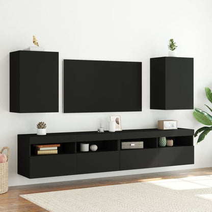 Meubles TV muraux 2 pcs noir 40,5x30x60 cm bois d'ingénierie